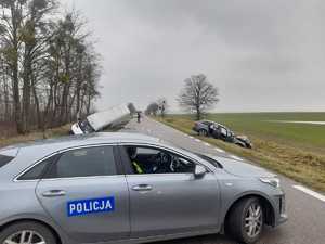 miejsce wypadku drogowego na trasie Bartoszyce - Ketrzyn
