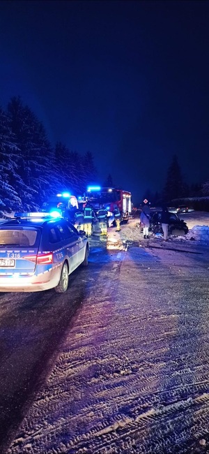 miejsce wypadku drogowego na wysokości Połęcza