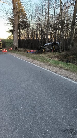 miejsce tragicznego wypadku drogowego na trasie Bisztynek-Sątopy