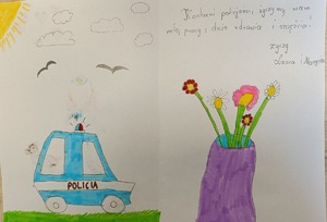 rysunki i laurki od dzieci dla policjantów